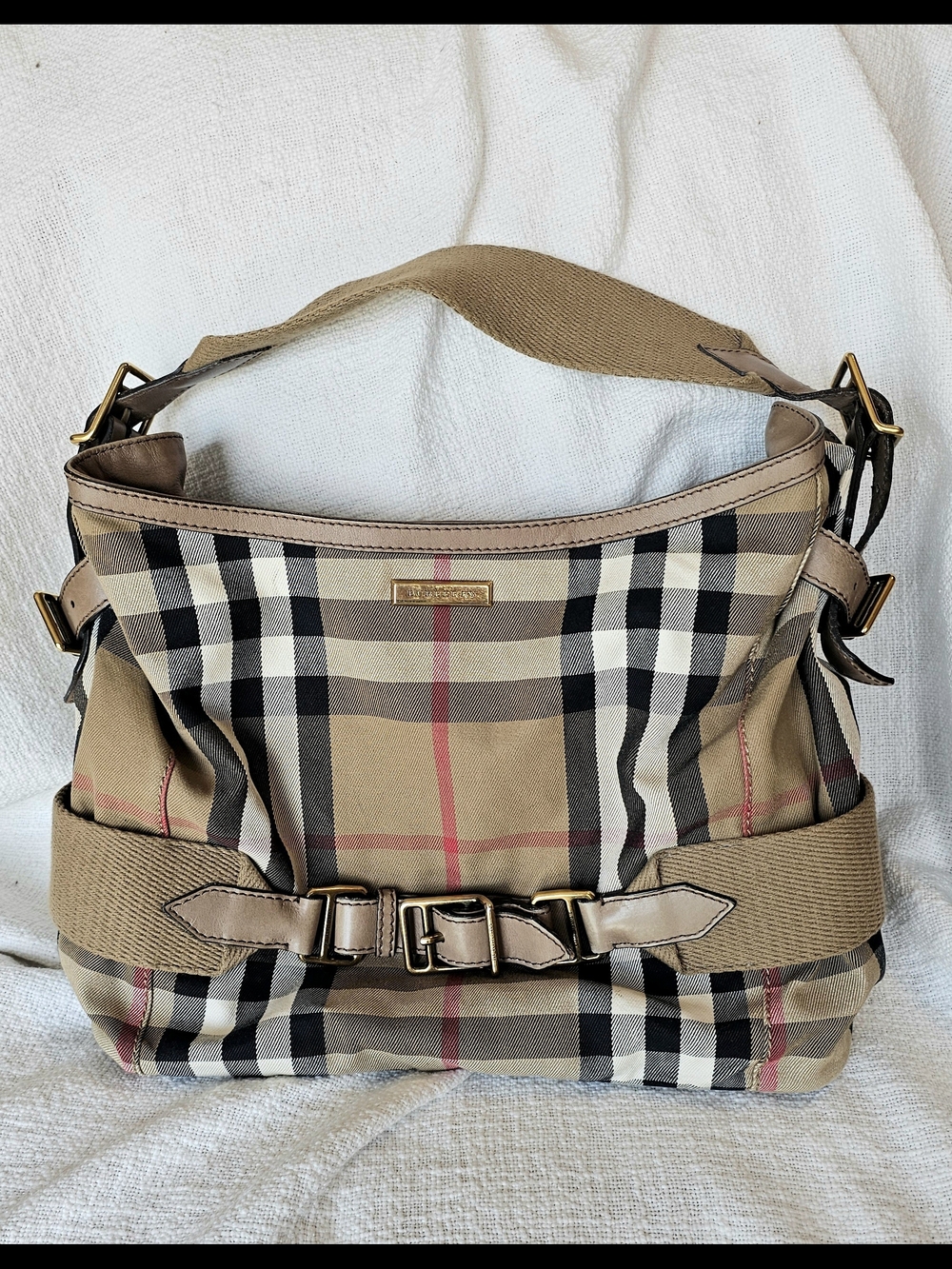 Authentic Burberry Prorsum Check Parsons Hobo Bag